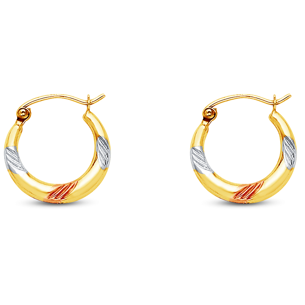 10mm x 15mm Solid 14k Gold Two-Toned Fancy Earrings 10mm x 15mm Solid 14k Gold Two-Toned Fancy Earrings
